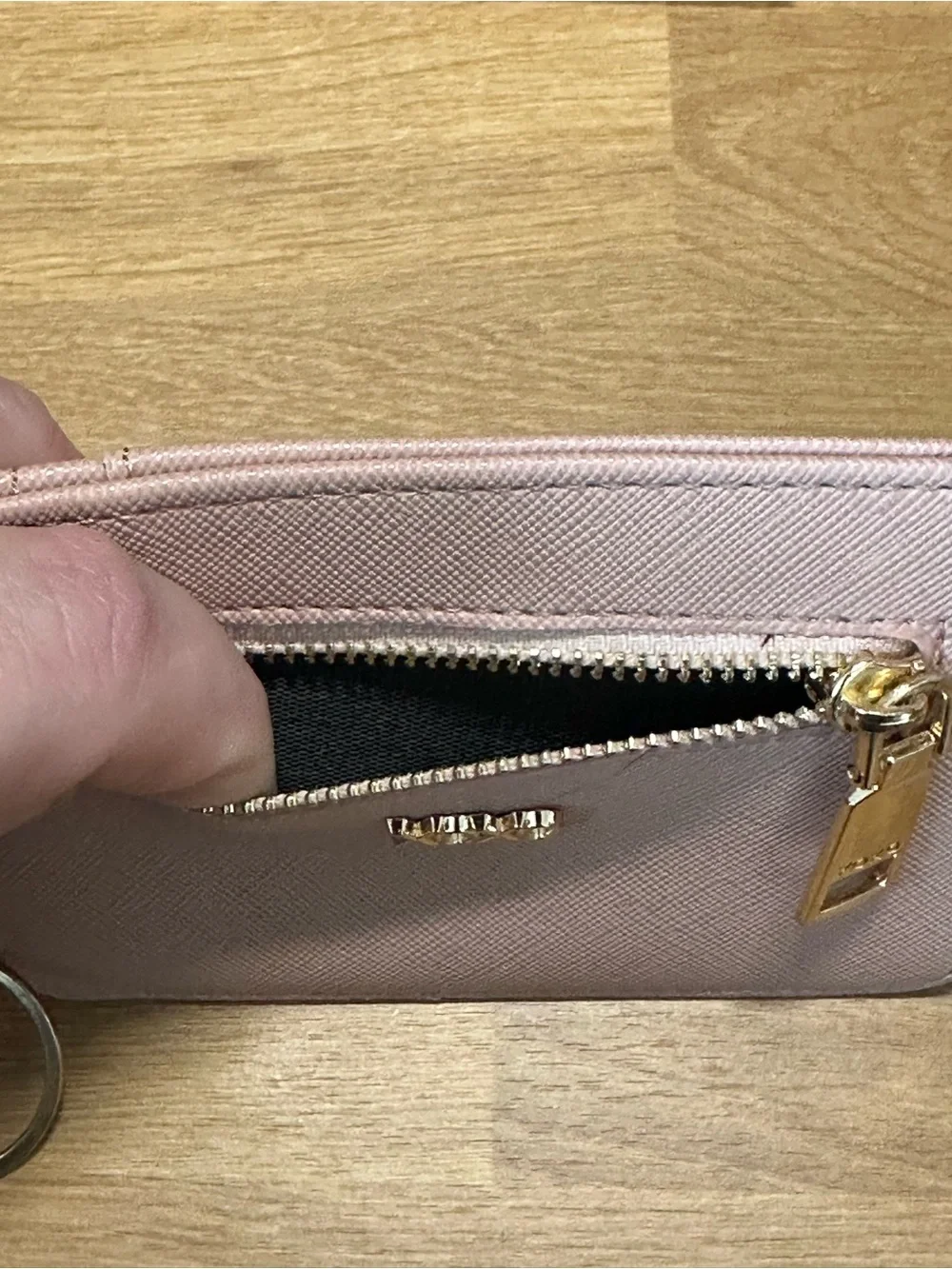 XOXO Blush Pink Saffiano Card Holder Coin Purse Keychain Wallet